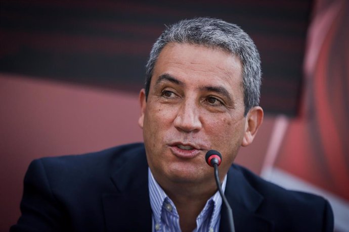 Bogotá. 19 de Noviembre de 2021. Fernando Jaramillo, presidente de la Dimayor. Bavaria en conjunto con la Dimayor, hacen lanzamiento de la iniciativa Menores sin Alcohol, la cual consiste en reemplazar los logos de marcas de bebidas alcohólicas por el