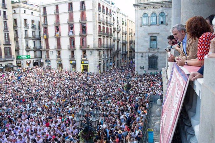 El alcalde de Barcelona, Jaume Collboni, en la Diada Histórica Castellera de la Merc 2023