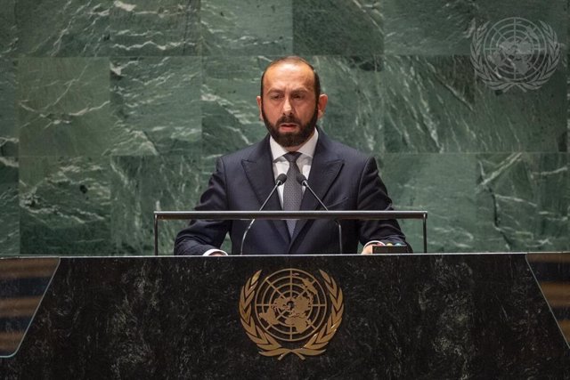 El ministro de Exteriores de Armenia, Ararat Mirzoyan, en su discurso en la Asamblea General de la ONU