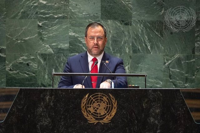 El ministro de Exteriores de Venezuela, Yvan Gil Pinto, en su intervención en la Asamblea General de la ONU