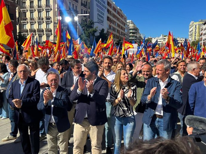 El presidente del Partido Popular de la Región de Murcia, Fernando López Miras, en Madrid, en el acto organizado por los 'populares' en defensa de la igualdad de todos los españoles