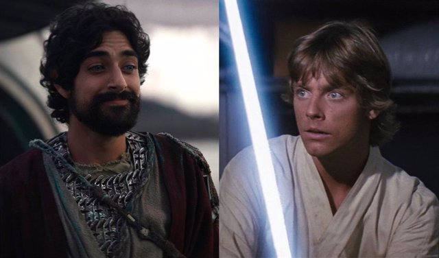 Ahsoka y los Jedi Bokken que conentan a Ezra Bridger con Luke Skywalker
