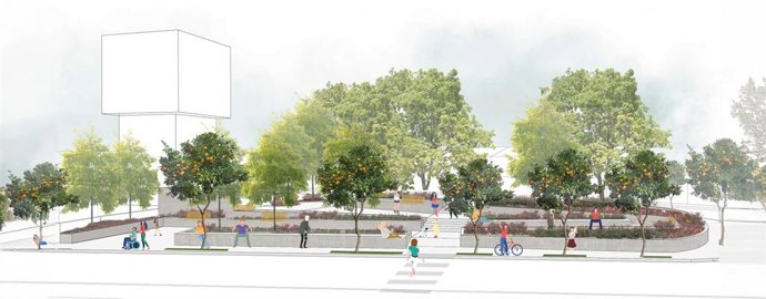 Detalle de la nueva plaza en el casco antiguo proyectada junto al Ateneo.