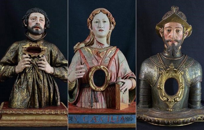 Bustos-relicarios que han sido restaurados por la Universidad de Sevilla.