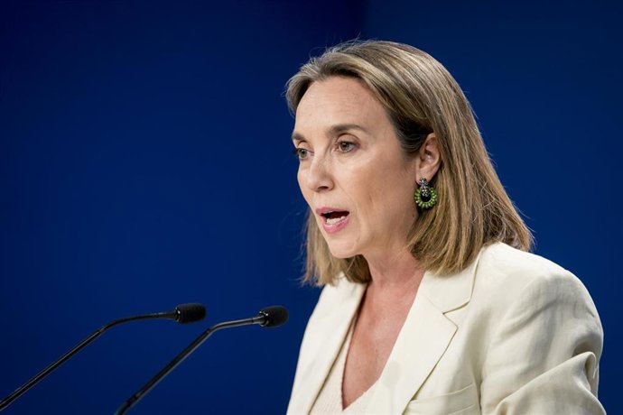 Archivo - La secretaria general del Partido Popular, Cuca Gamarra, comparece en rueda de prensa tras las reunión del Comité de Dirección del Partido Popular, en la sede del partido en calle Génova, a 9 de agosto de 2023, en Madrid (España).