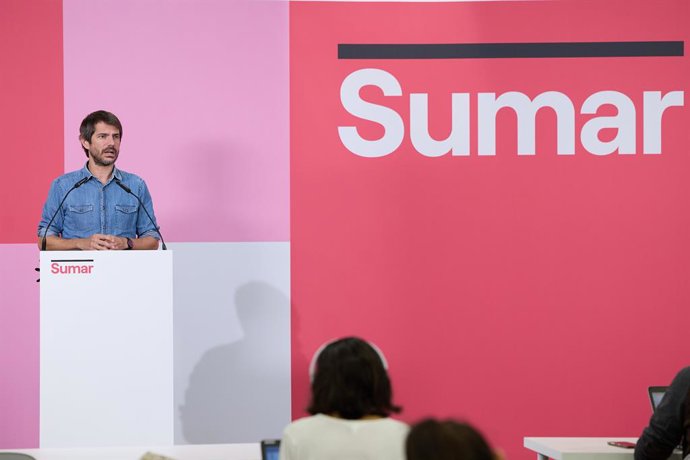 El portaveu de Sumar, Ernest Urtasun, ofereix una roda de premsa, a 25 de setembre del 2023, a Madrid