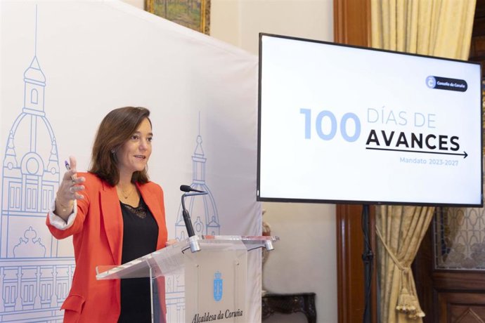 La alcaldesa de A Coruña, Inés Rey, hace balance de los cien días de este mandato