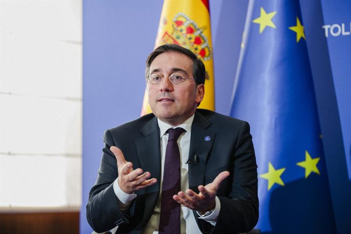 El ministro de Asuntos Exteriores, Unión Europea y Cooperación en funciones, José Manuel Albares, durante una entrevista para Europa Press, en la fábrica de Armas de Toledo, a 31 de agosto de 2023, en Toledo, Castilla-La Mancha (España). José Manuel Alb