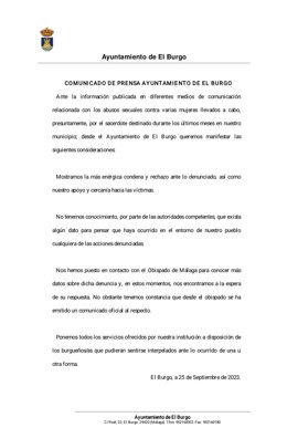 Comunicado del Ayuntamiento de El Burgo.