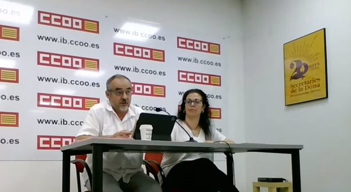 El secretario general de la federación de Servicios de CCOO, José María Martínez, y la secretaria general de Servicios CCOO de Baleares, Silvia Montejano