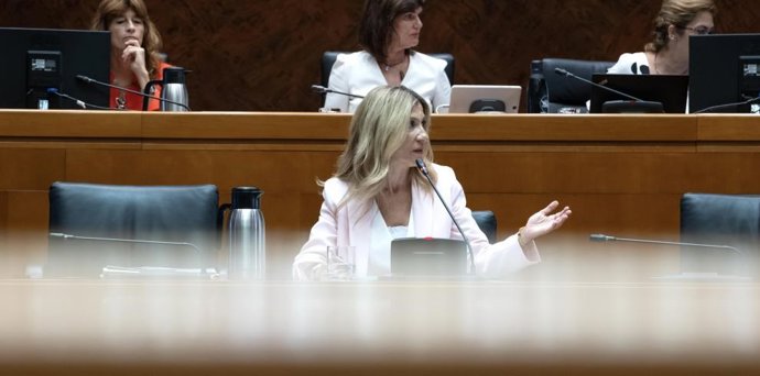 La vicepresidenta segunda del Gobierno de Aragón y consejera de Economía, Empleo e Industria, Mar Vaquero,  comparece en las Cortes de Aragón