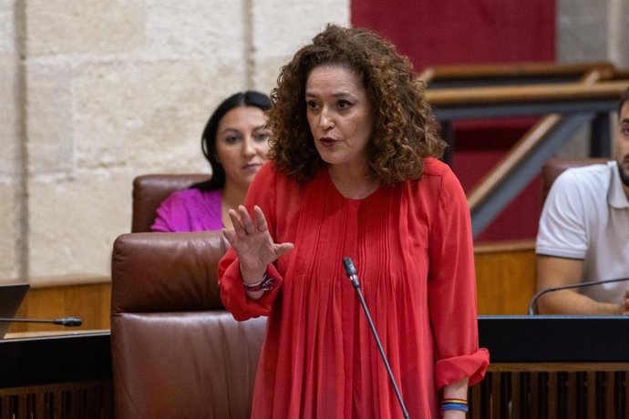 La portavoz de Por Andalucía, Inmaculada Nieto, en la sesión de control al Gobierno de la Junta de Andalucía el 14 de septiembre de 2023.