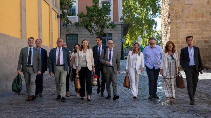 La consejera de Salud y Políticas Sociales, María Martín, llega al Parlamento con su equipo para comparecer