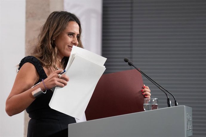 La portavoz del Govern de la Generalitat, Patrícia Plaja, en la rueda de prensa posterior al Consell Executiu de este martes.