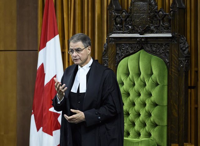 September 25, 2023, Ottawa, ON, CAN: Speaker of the House of Commons Anthony Rota rises in the House of Commons on Parliament Hill in Ottawa, on Monday, Sept. 25, 2023. Rota says he is deeply sorry that he has offended many people by praising a member of 
