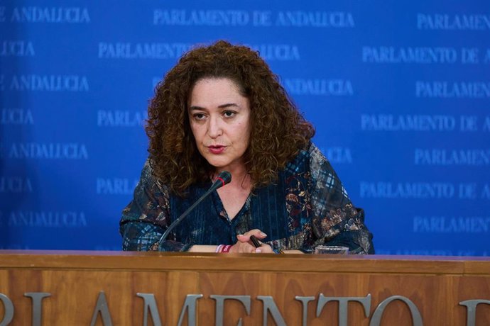 La portavoz del Grupo Por Andalucía, Inmaculada Nieto, este miércoles en rueda de prensa.  