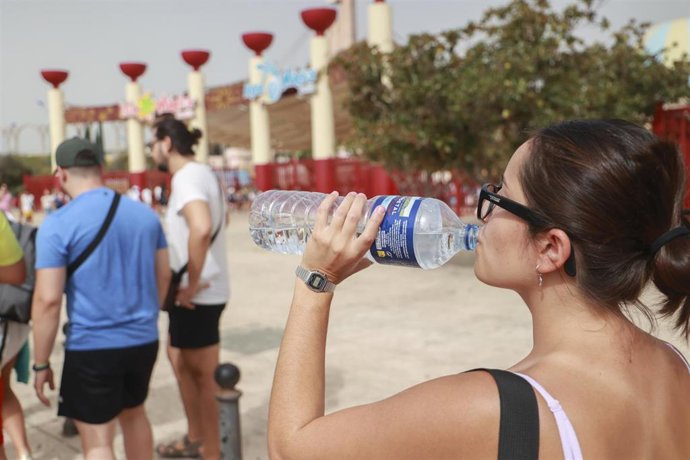 Archivo - Turistas en la entrada de Isla Mágica, en Sevilla.