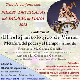 Cartel de la conferencia prevista en el Palacio de Viana.