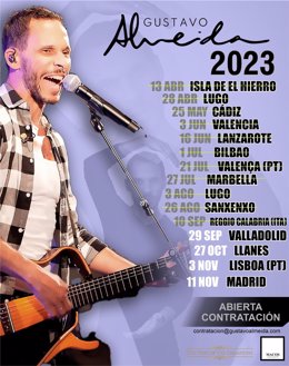 Cartel promocional del concierto que el cantante y exfutbolista Gustavo Almeida ofrecerá este viernes por primera vez en el Teatro Cervantes de Valladolid