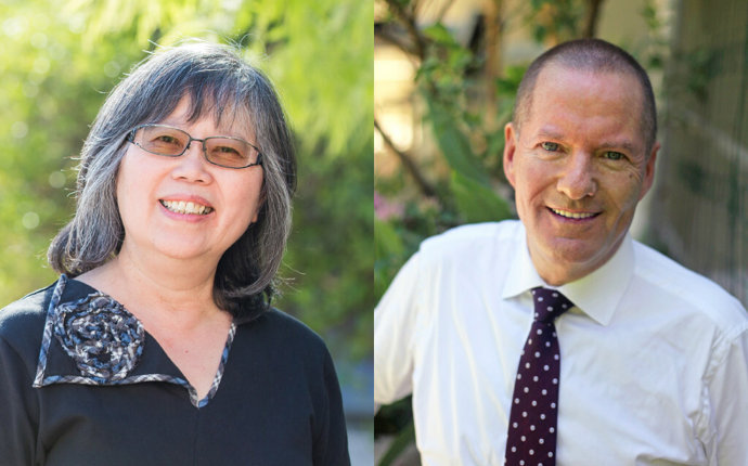 Professor Michelene Chi (left), 2023 Yidan Prize for Education Research Laureate, and Shai Reshef (right), 2023 Yidan Prize for Education Development Laureate