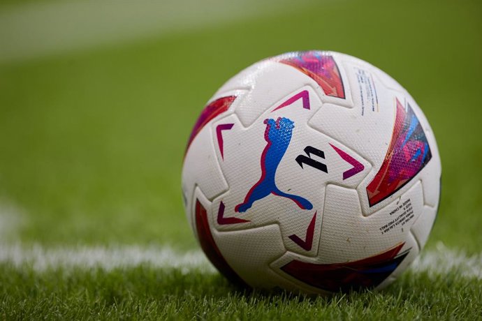 Puma Orbita, official match ball of LaLiga EASports 23/24 in detail during the LaLiga EA Sports match between Athletic Club and Cadiz CF at San Mames on September 16, 2023, in Bilbao, Spain.