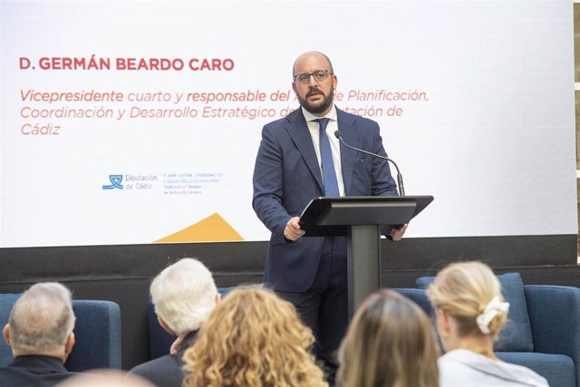 Germán Beardo, vicepresidente cuarto y responsable del Área de Planificación, Coordinación y Desarrollo Estratégico de la Diputación de Cádiz, en la inauguración del Foro Cádiz Digital 2023