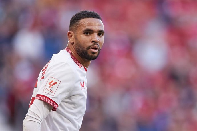 Youssef En-Nesyri of Sevilla FC looks on during the LaLiga EA Sports match between CA Osasuna and Sevilla FC at El Sadar on September 23, 2023, in Pamplona, Spain.