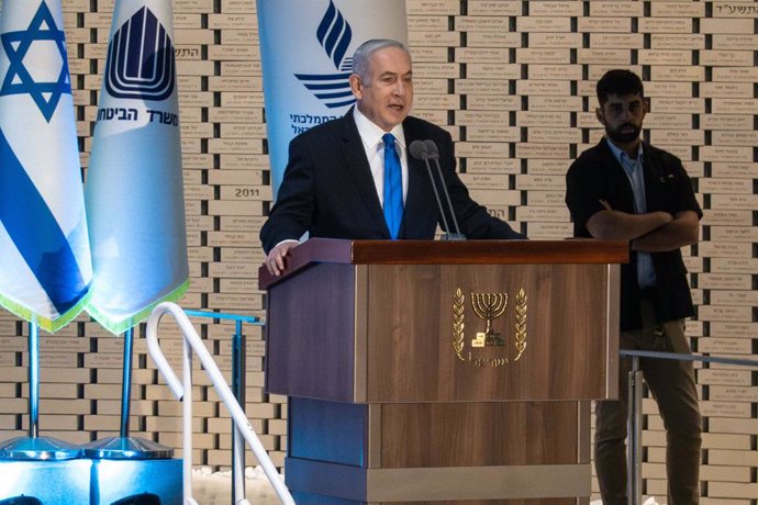 September 26, 2023, Jerusalem, Israel: Israeli Prime Minister Benjamin Netanyahu partakes in commemoration of Israel's 2,689 fallen servicemen in the 1973 Yom Kippur, October War, on the 50th anniversary at a State Memorial Ceremony in the National Memori