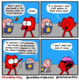 Awkward Yeti for World Heart Day, bringing awareness to the worlds number one killer: cardiovascular disease.