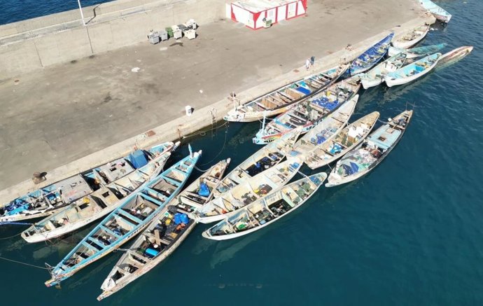 Cayucos hacinados en el Muelle de Arguineguín a fecha de 28 de septiembre de 2023