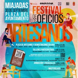 Cartel del Festival de los Oficios Artesanos, que concluye este sábado en Miajadas 