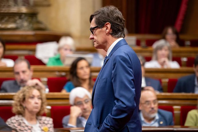 El líder del PSC, Salvador Illa, durante el tercer Debate de Política General de la legislatura, en el Parlament de Catalunya, a 29 de septiembre de 2023, en Barcelona, Catalunya (España). 