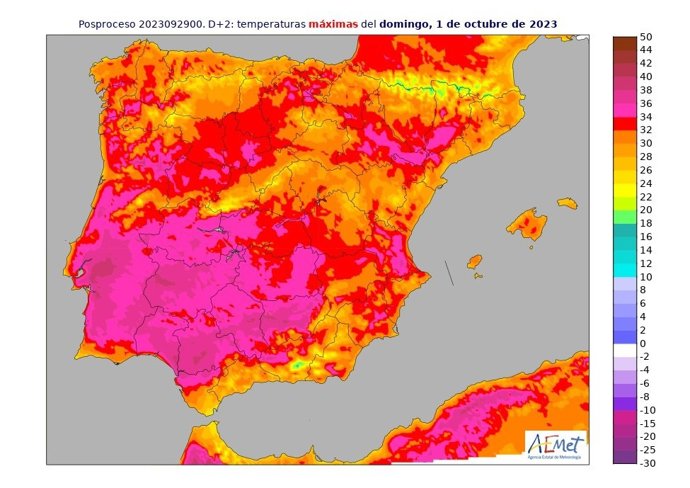 Mapa elaborado por la Aemet sobre la previsión meteológica en CyL para el fin de semana