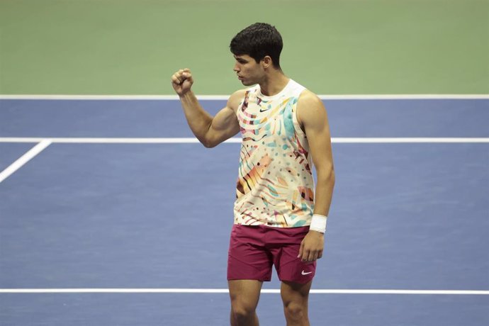 El tenista español Carlos Alcaraz celebra una victoria en el US Open 2023