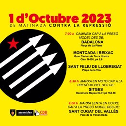 Cartel de la marcha a pie hacia la antigua prisión Model de Barcelona por el sexto aniversario del 1-O