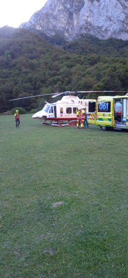 Herida grave una conductora tras salirse de la calzada en Espinama.