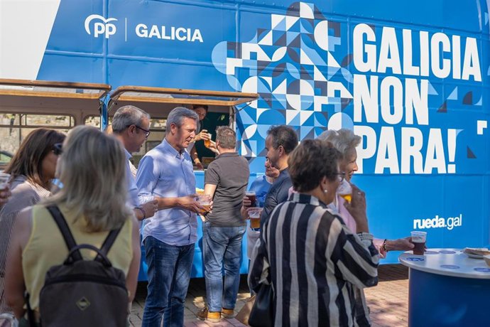 El presidente del PPdeG, Alfonso Rueda, inicia la campaña 'Galicia non para!'.