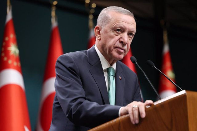 September 27, 2023, Ankara, Istanbul, Turkey: Turkish President Recep Tayyip Erdogan makes remarks following a cabinet meeting at the Presidential Complex in Ankara, Turkiye on September 26, 2023