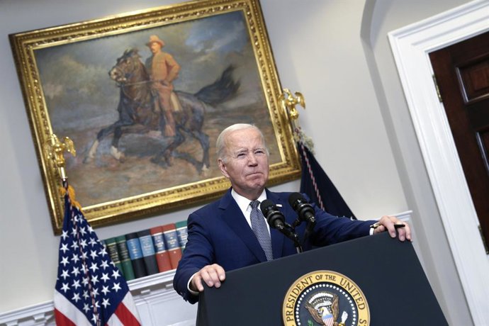October 1, 2023, Washington, District of Columbia, USA: United States President Joe Biden delivers remarks on the US Congress passage of a stopgap government funding bill to avert an immediate government shutdown in the Roosevelt Room of the White House
