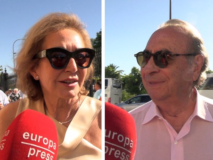 Ana Rosa Quintana y Pedro Trapote en la Plaza de Toros de la Maestranza de Sevilla.