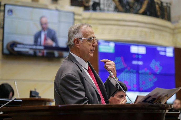 Bogotá. 28 de Marzo del 2023. Debate de Control Político del Ministro de Defensa Iván Velázquez que fue solicitado por el partido político Cambio Radical, en el Senado de la República. En la foto: Iván Velásquez Gómez, Ministro de Defensa de