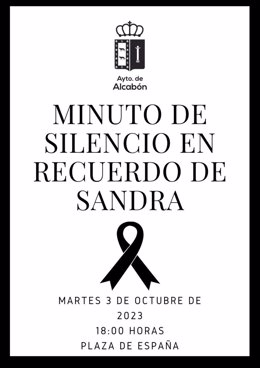 Cartel del minuto de silencio convocado por el Ayuntamiento de Alcabón en recuerdo de la mujer presuntamente atropellada por su marido en Val de Santo Domingo
