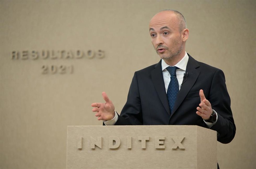 Archivo - El consejero delegado de Inditex, Óscar García Maceiras, en la presentación de los resultados de 2022, 