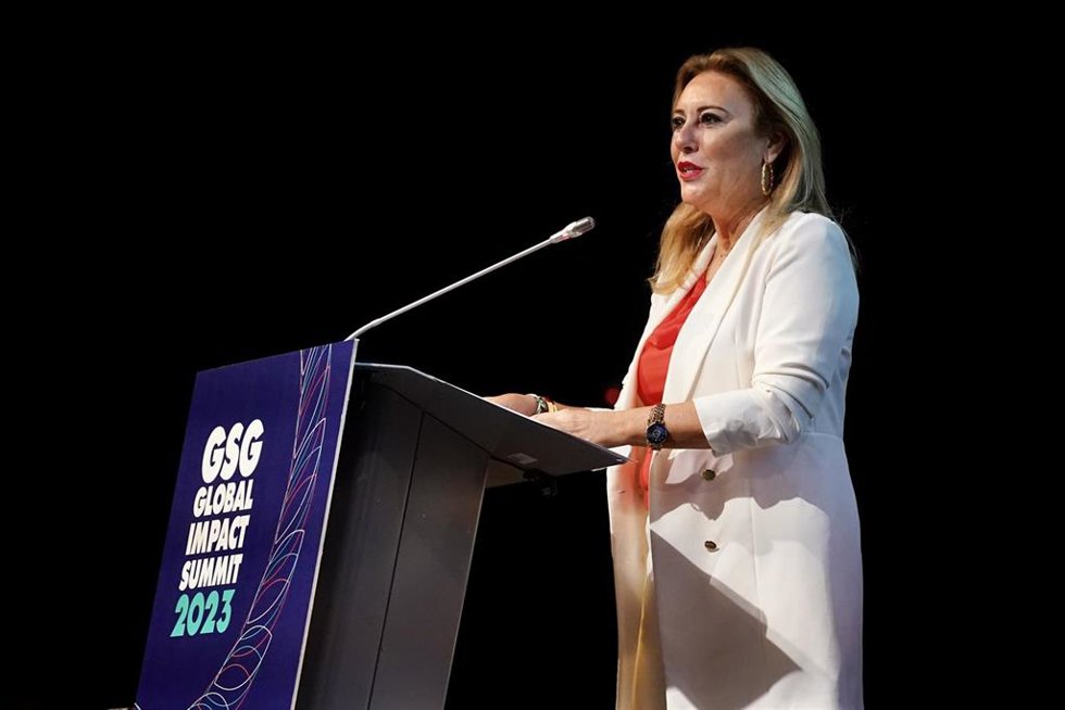La consejera de Economía, Hacienda y Fondos Europeos, Carolina España, en la inauguración del GSG Global Impact Summit 2023