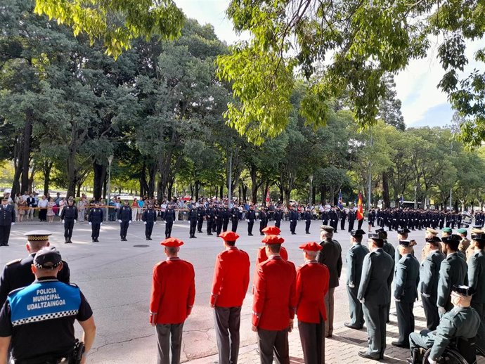 Imagen de la conmemoración en Pamplona del patrón de la Policía Nacional