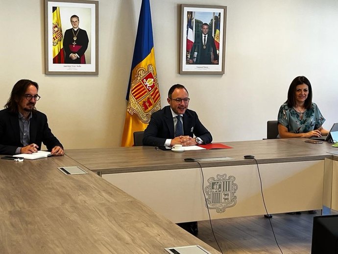 Un instante de la reunión telemática entre Andorra y San Marino