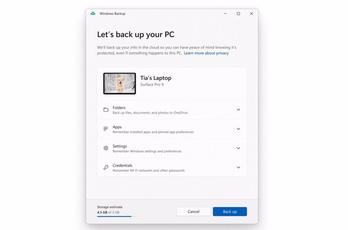 La app copia de seguridad e Windows