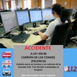 Gráfico elaborado por el 112 con datos sobre el accidente en la A-231 en Carrión de los Condes