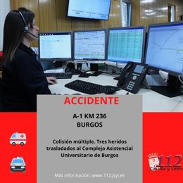 Gráfico elaborado por el 112 con datos sobre la colisión múltiple enla A-1 en Burgos