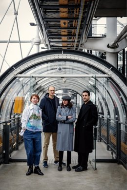 From left to right in the photo: Bertille Bak, Massinissa Selmani, Bouchra Khalili, Tarik Kiswanson.Photo  julie ansiau